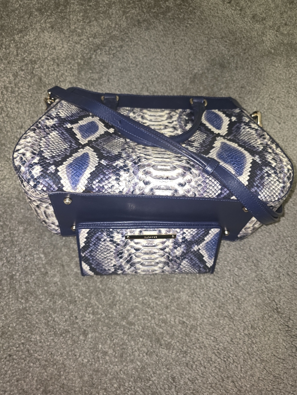 Brahmin Raelynn Ballington Satchel in Cobalt blue snakeskin W/ Matching Wallet - Picture 14 of 16